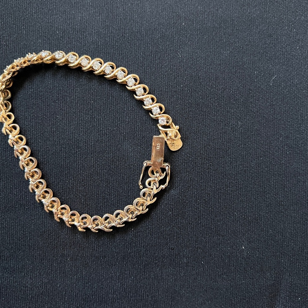 Gold Plated Sterling Silver and CZ Tennis Bracelet - Picture 6 of 8
